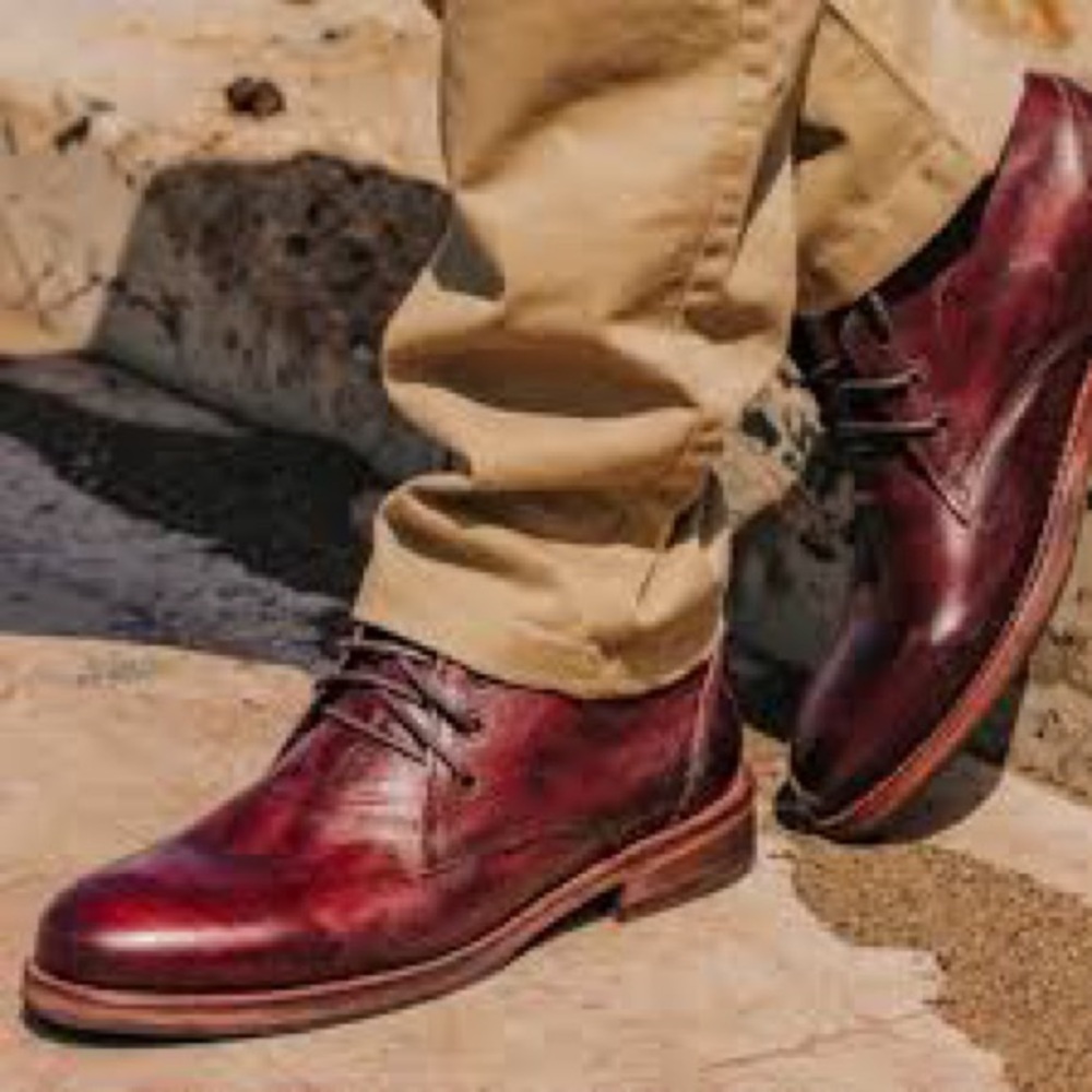Men’s Freebird by Steven Mccoy Burgundy Leather Chukka Boots Size 8